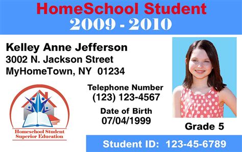 printable student id card